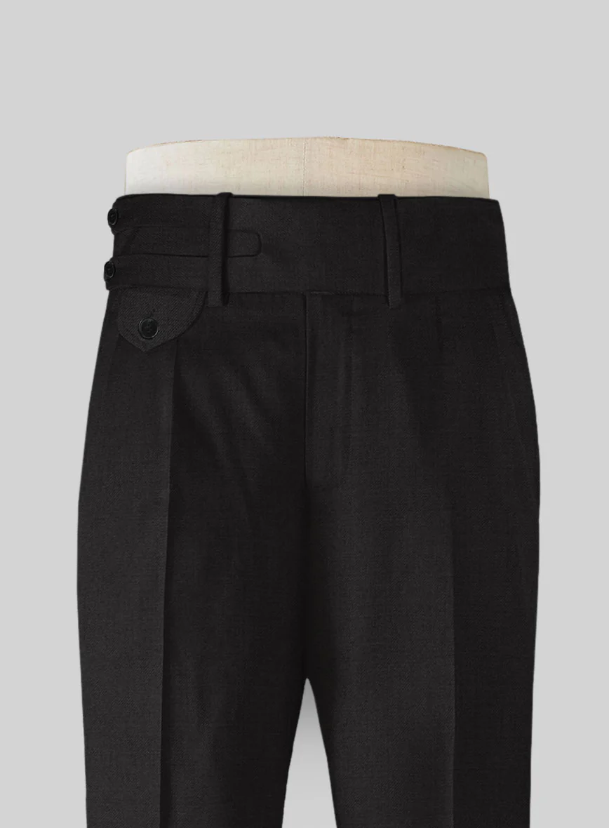 Black Merino Double Gurkha Wool Trousers - Image 4