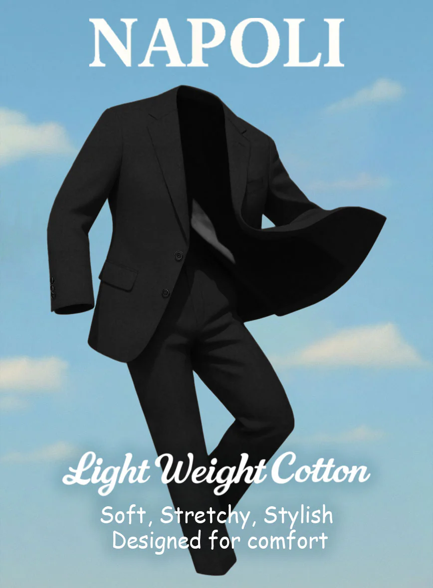 Black Napoli Stretch Light Weight Cotton Pants - Image 4