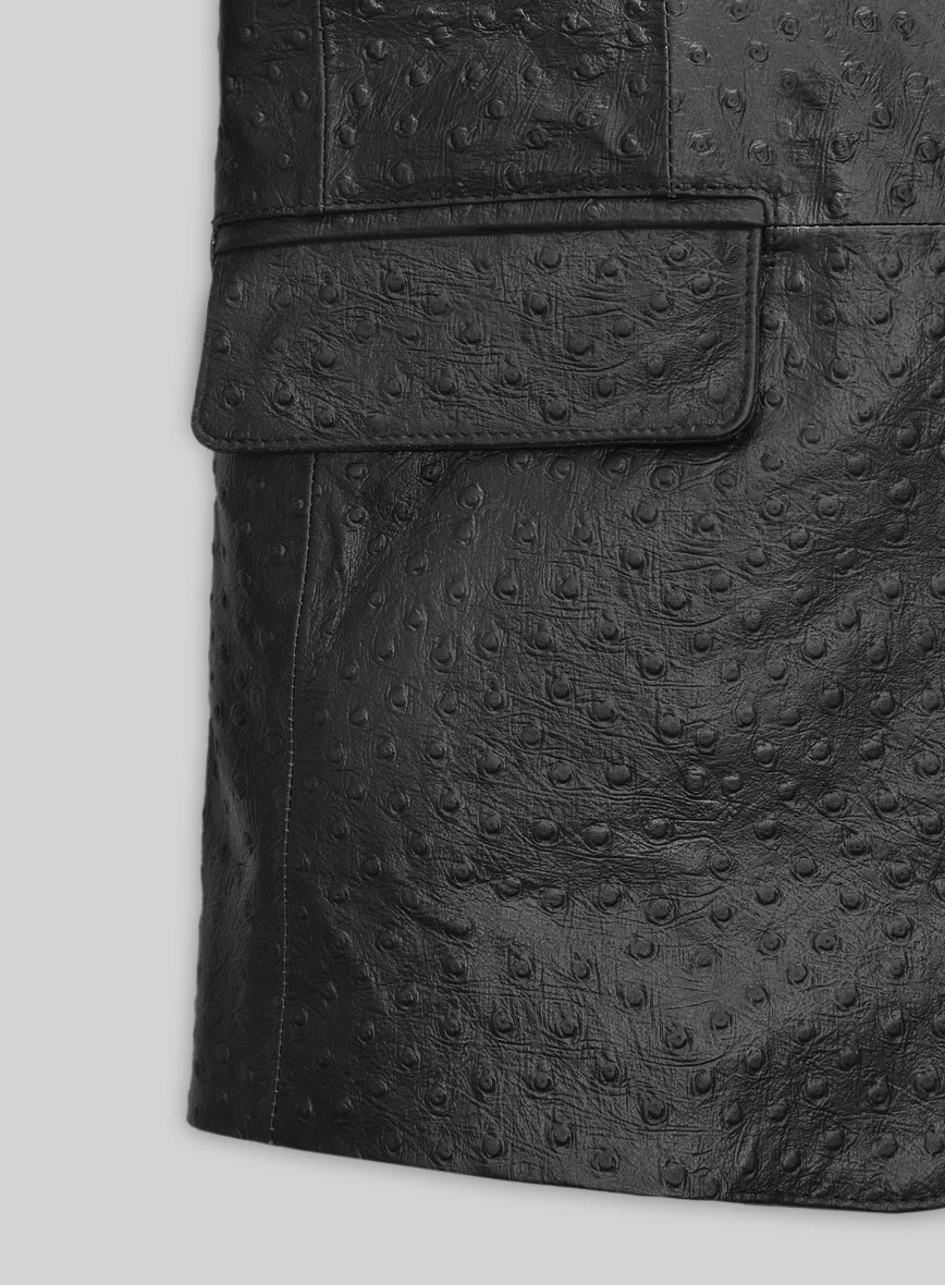 Black Ostrich Leather Blazer - Image 5