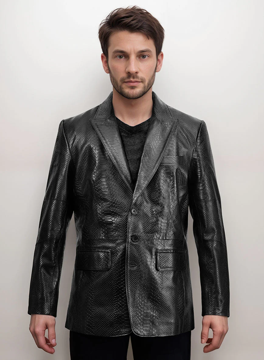 Black Python Catwalk Leather Blazer # 2 - Image 8