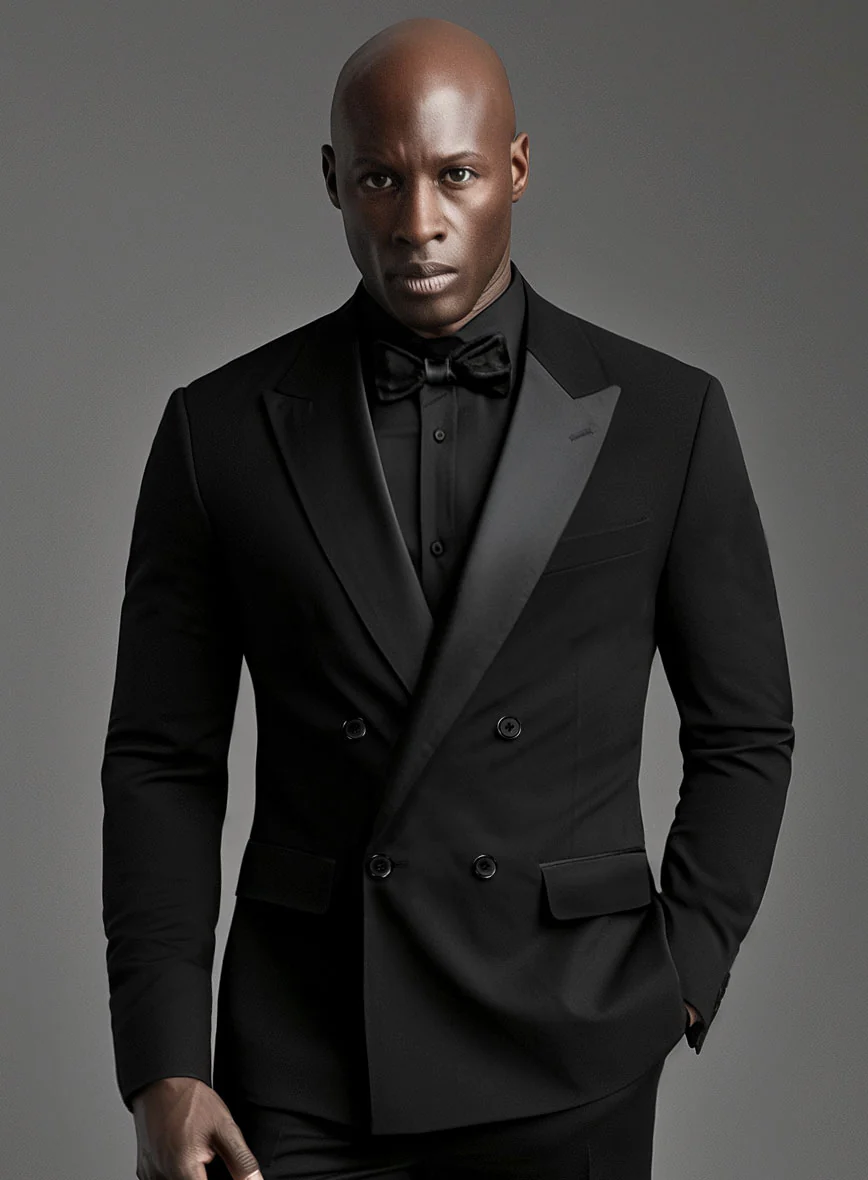 Black Smoking Double Breasted Jacket - Image 2
