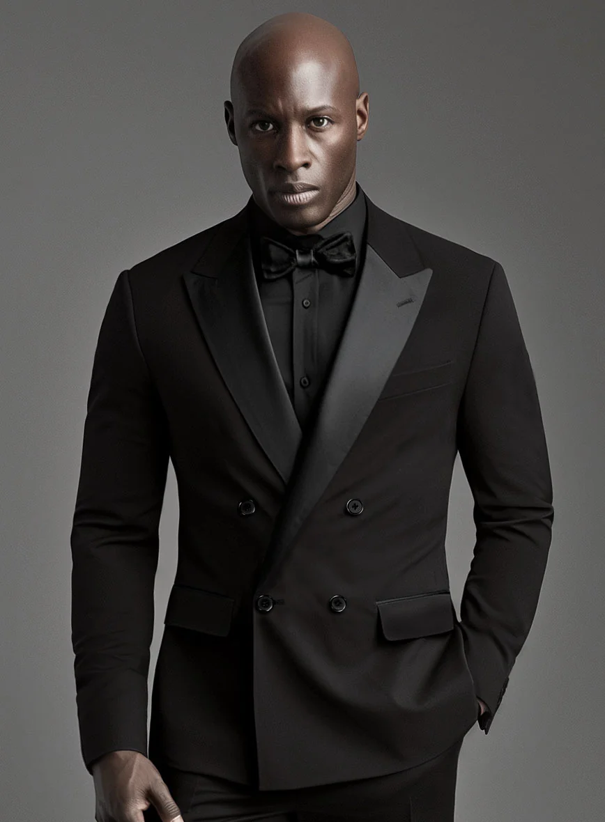 Black Smoking Double Breasted Tuxedo Suit - Image 3