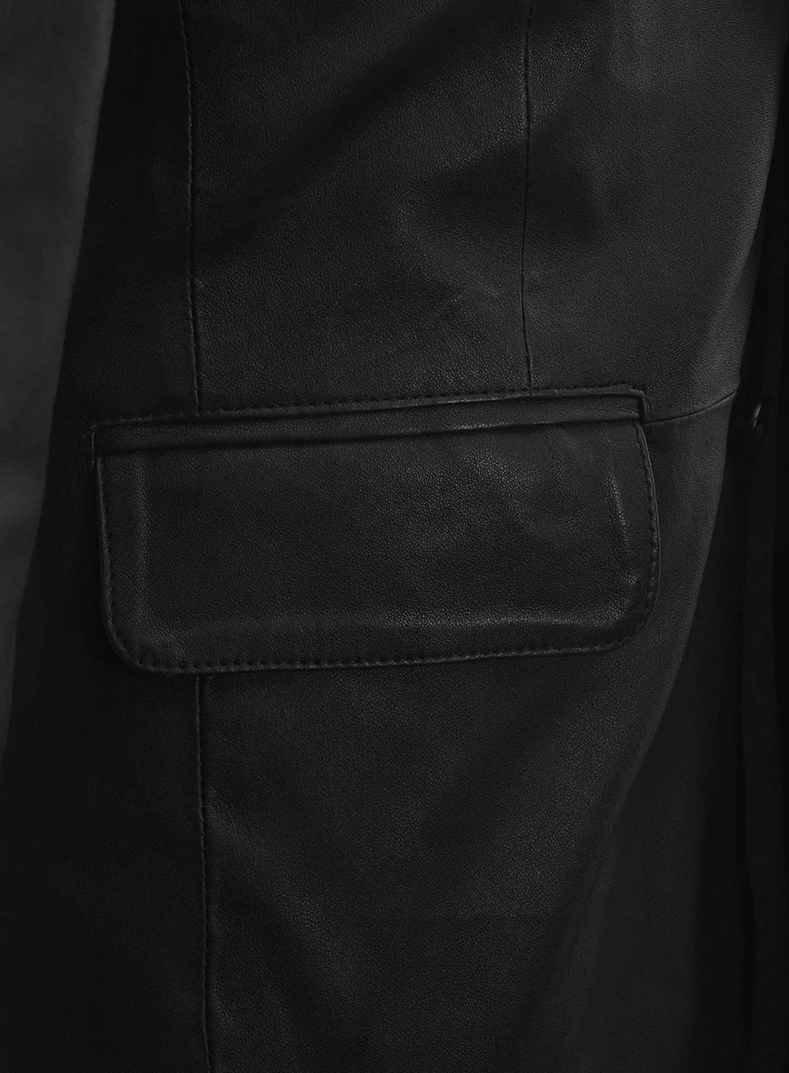 Black Stretch Leather Blazer - Image 4