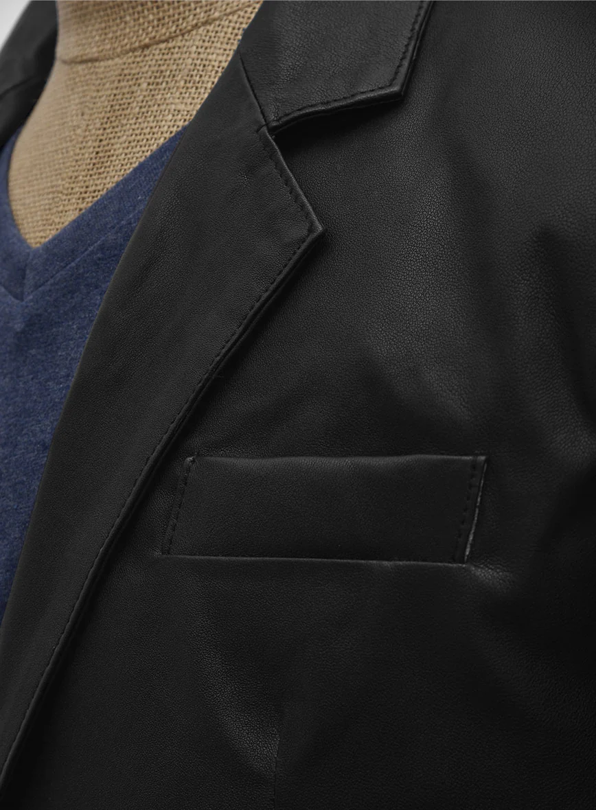 Black Stretch Leather Blazer - Image 5