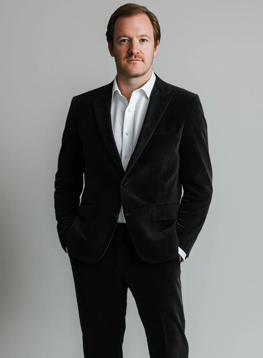 Black Stretch Pin Corduroy Jacket - Image 2