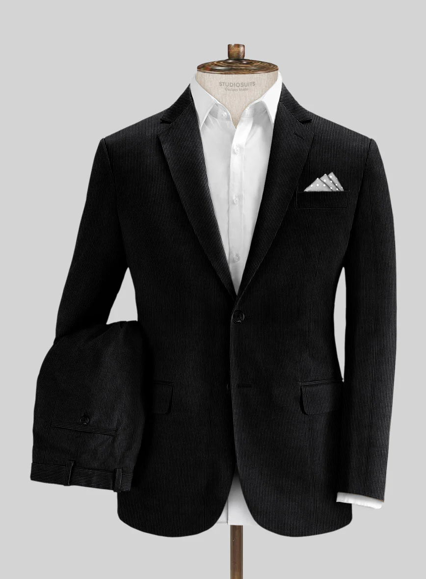 Black Stretch Pin Corduroy Suit - Image 2