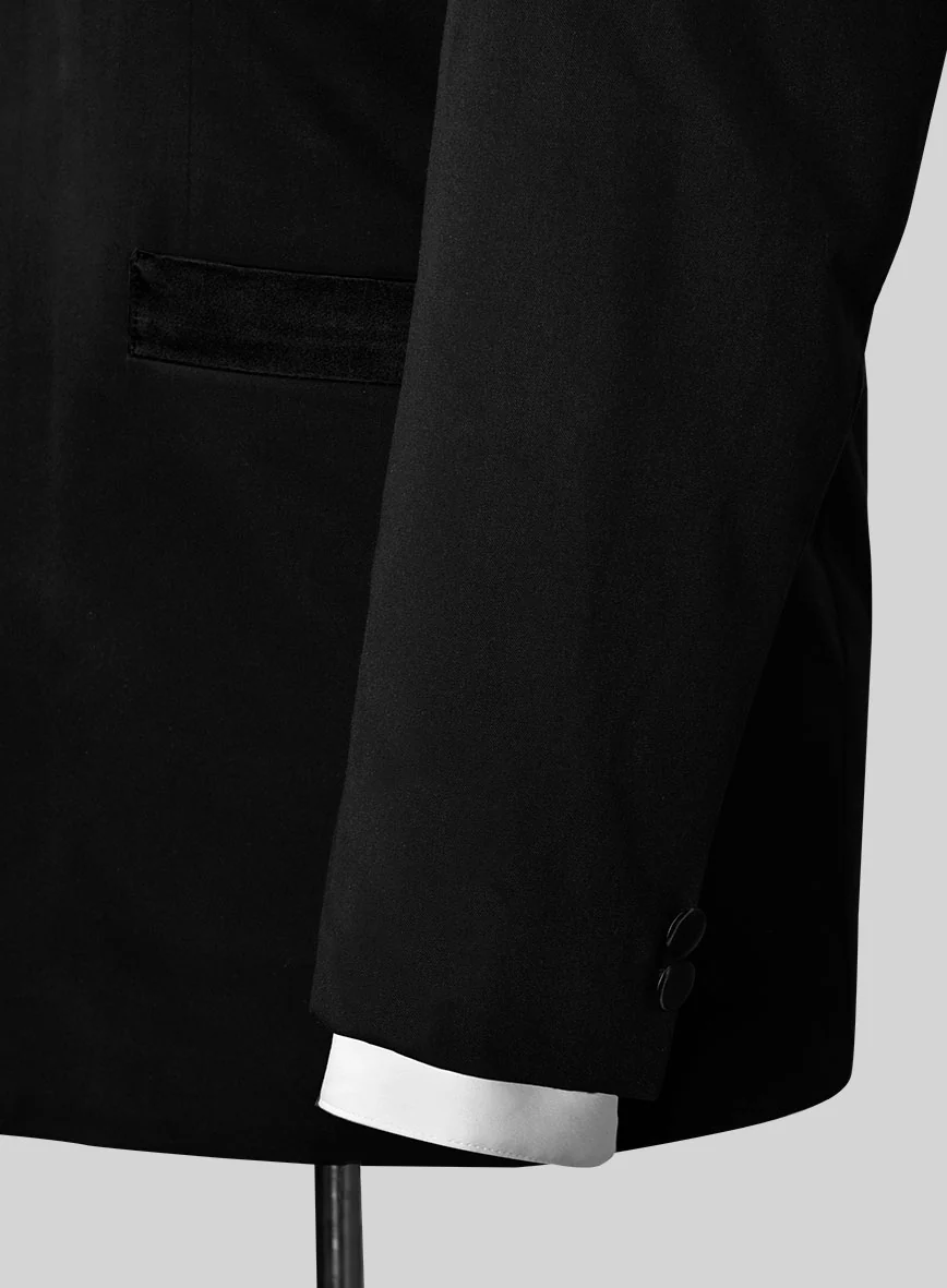 Black Terry Rayon Nehru Tuxedo Jacket - Image 3