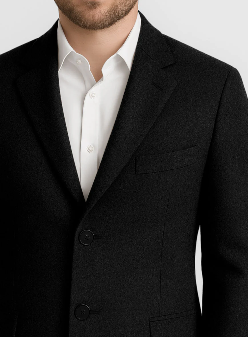 Black Thick Wool Overcoat - Image 3