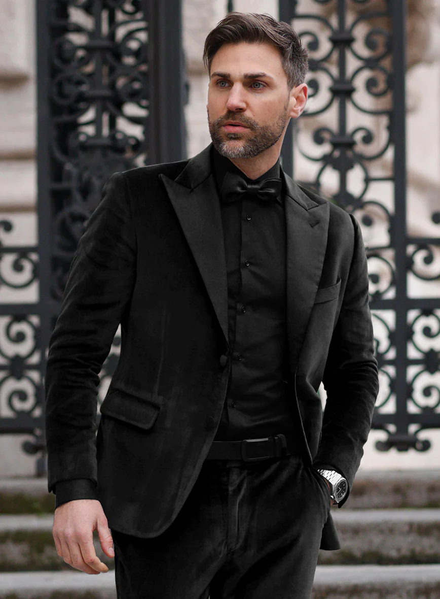 Black Velvet Tuxedo Suit - Image 4