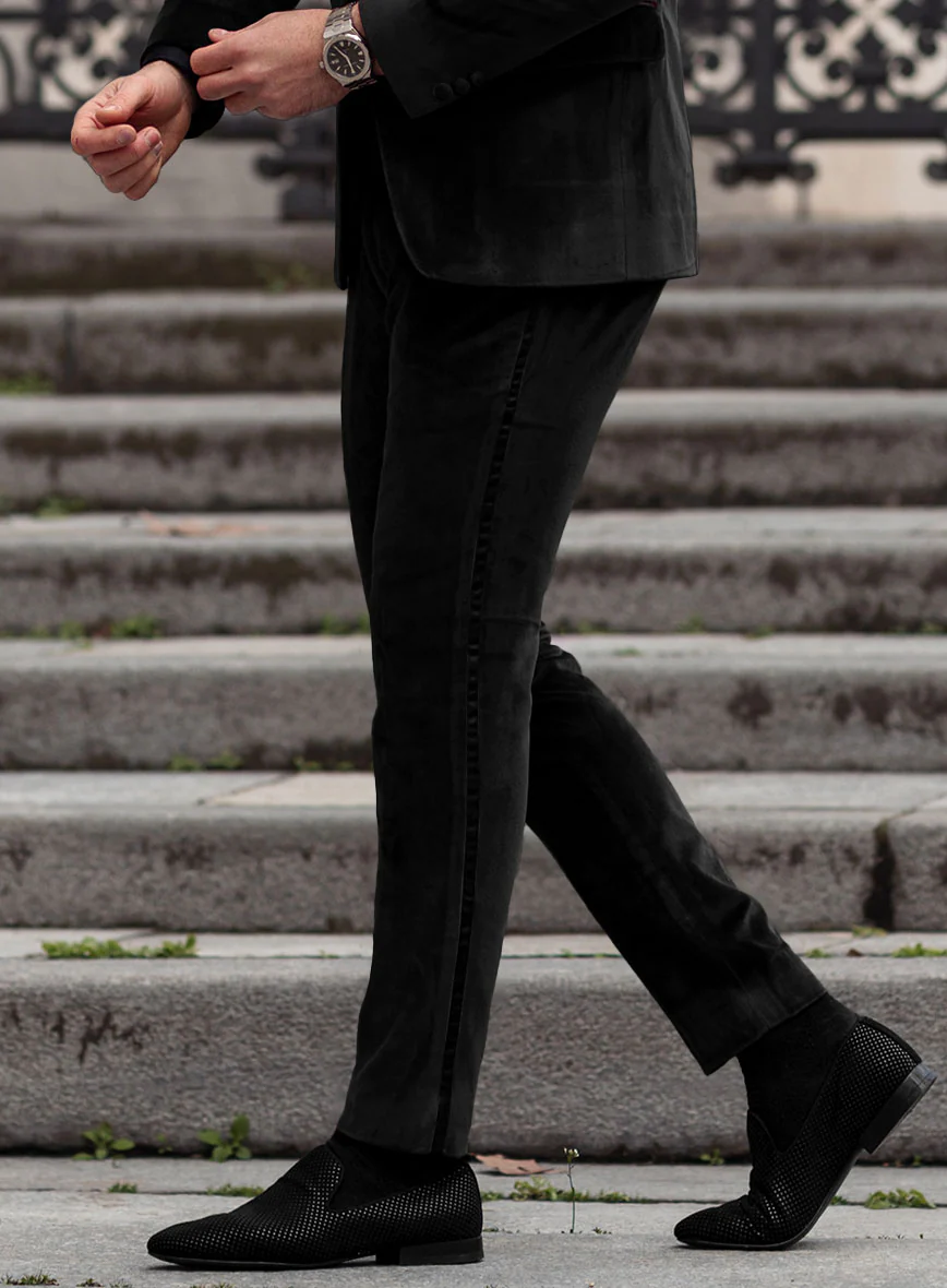 Black Velvet Tuxedo Suit - Image 6