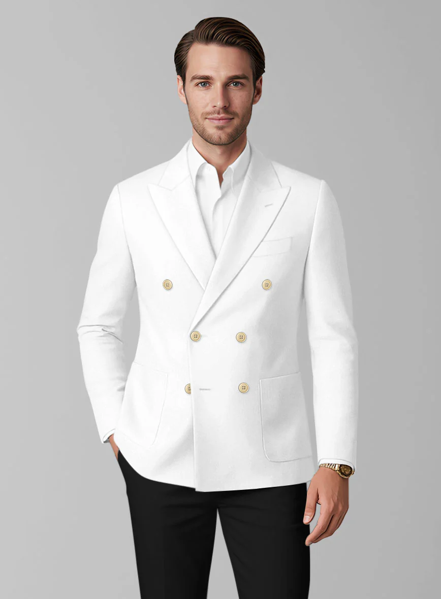 Black White Cotton Double Breasted Suit - Image 3