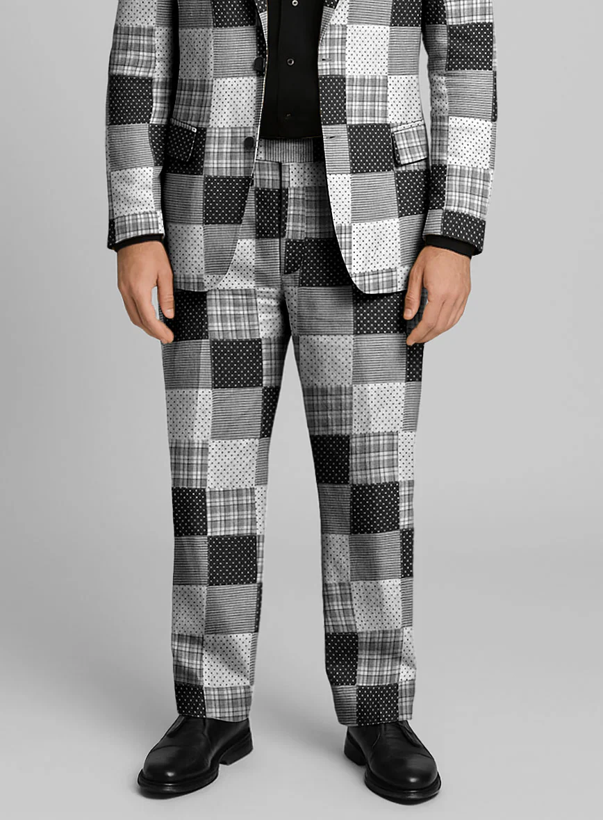 Black & White Madras Patchwork Pants - Image 2