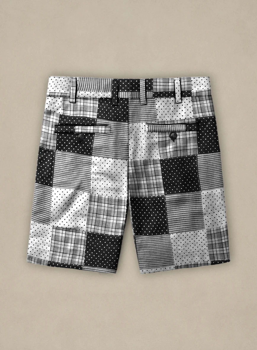 Black & White Madras Patchwork Shorts - Image 3