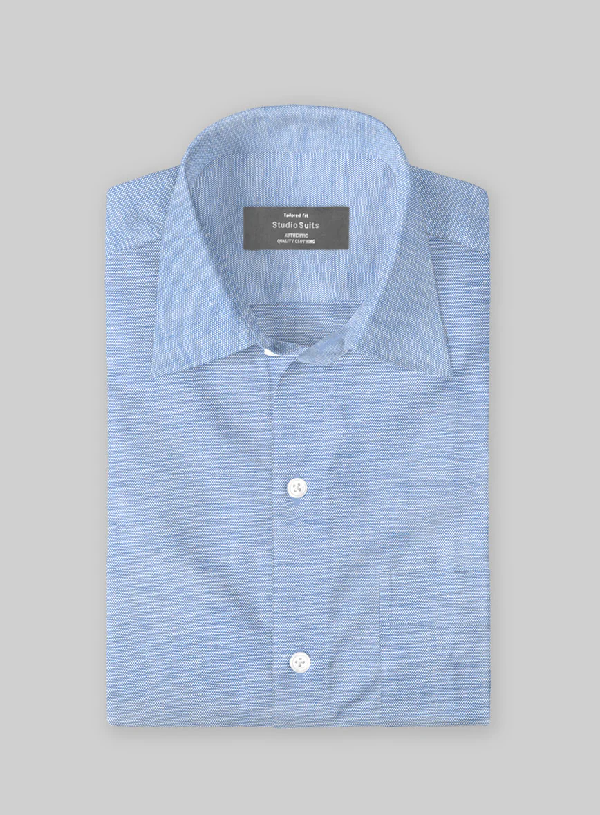 Blue Crest Dobby Cotton Shirt - Image 2