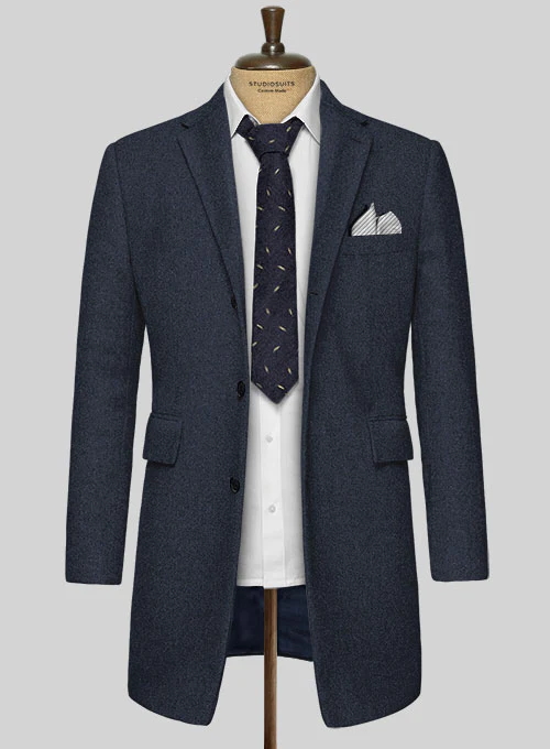 Blue Heavy Tweed Overcoat - Image 3