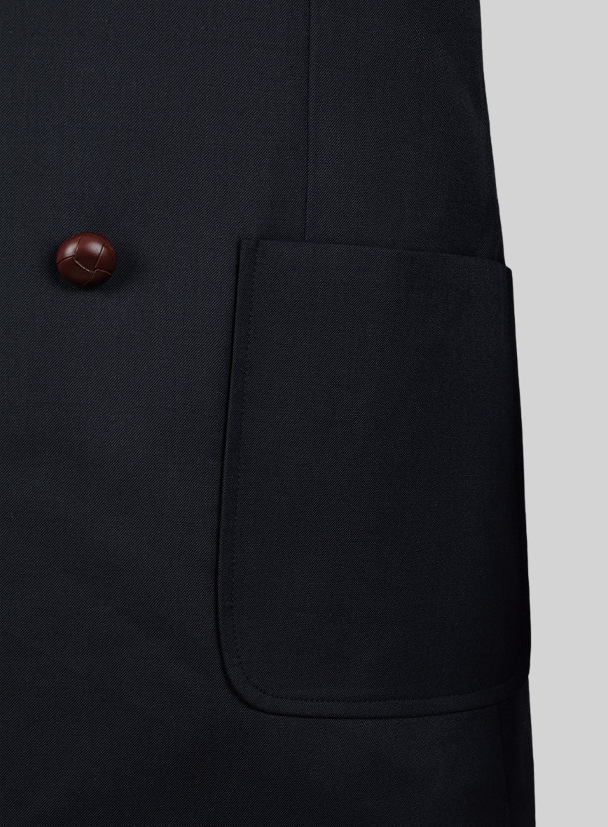 Blue Merino Wool Double Breasted Style Jacket - Image 3