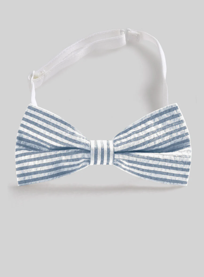 Blue Seersucker Bow - Image 2