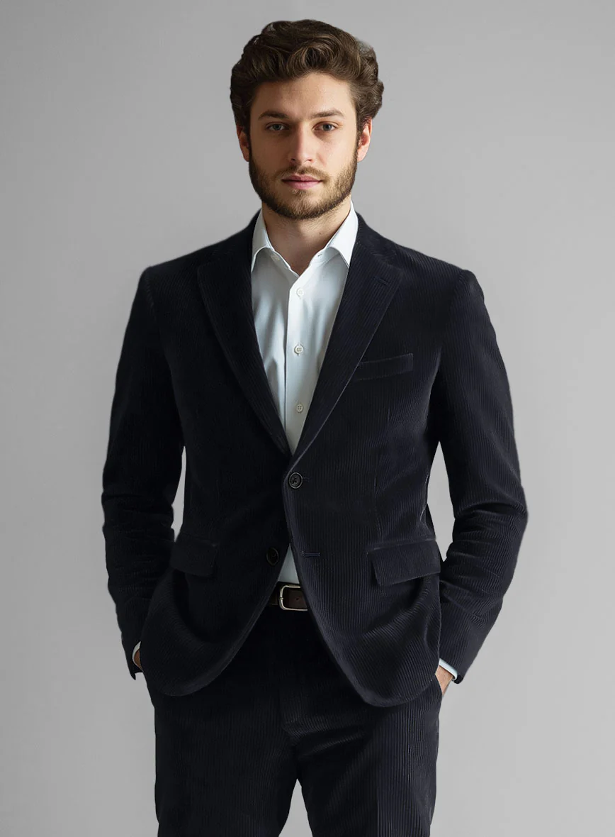 Blue Stretch Pin Corduroy Jacket - Image 2