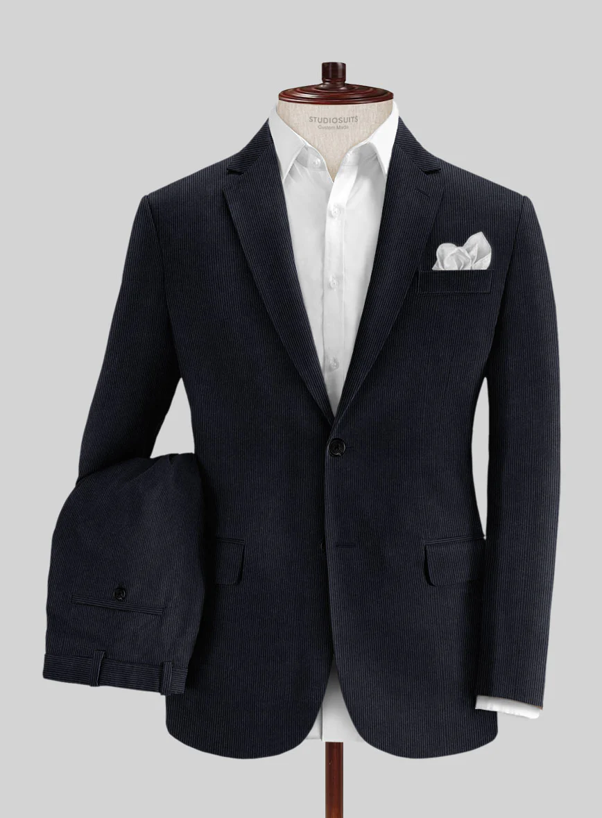 Blue Stretch Pin Corduroy Suit - Image 2