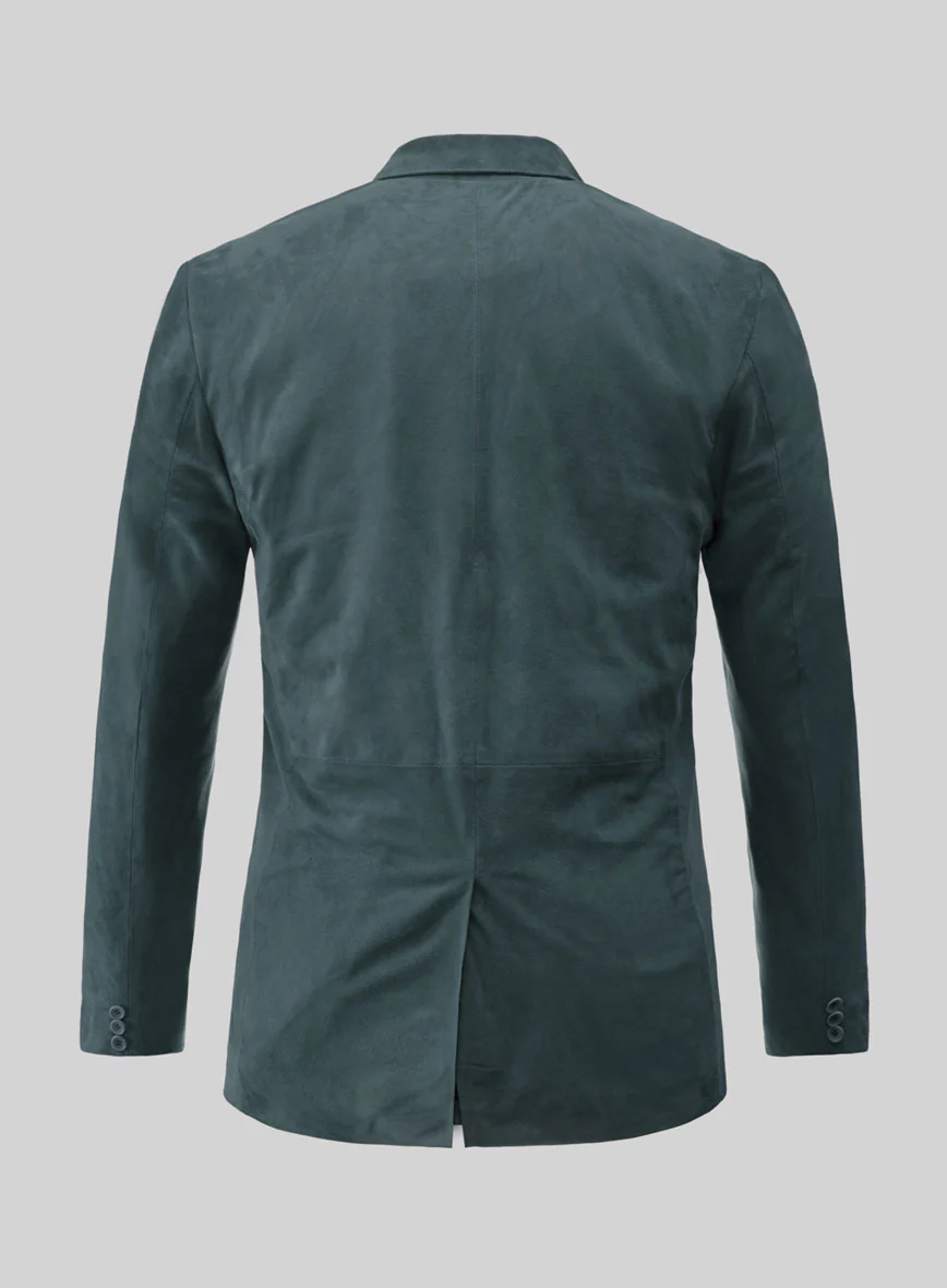 Blue Suede Leather Blazer - Image 3