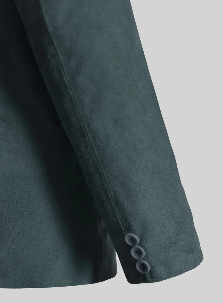 Blue Suede Leather Blazer - Image 5