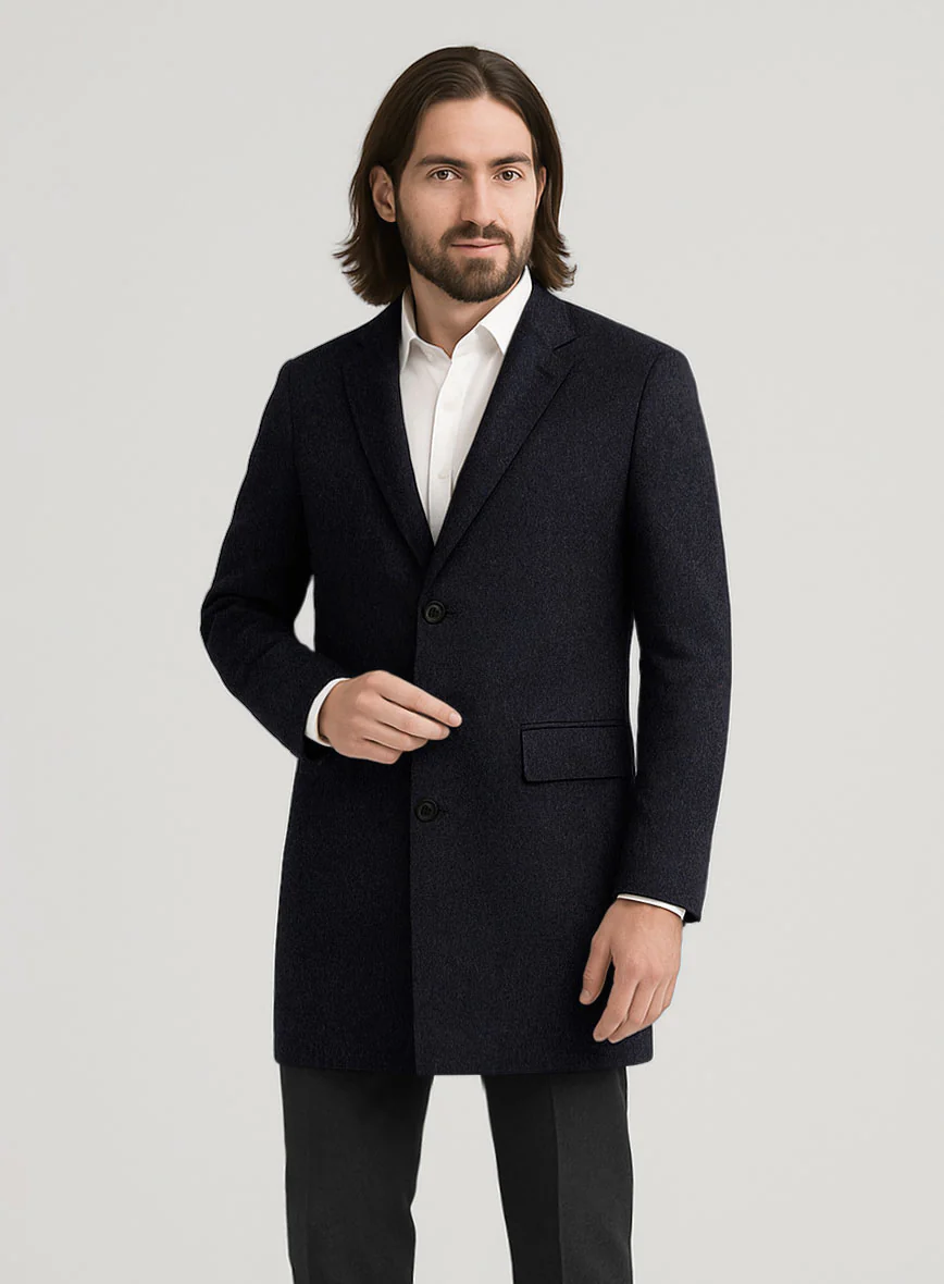Blue Thick Wool Overcoat - Image 2