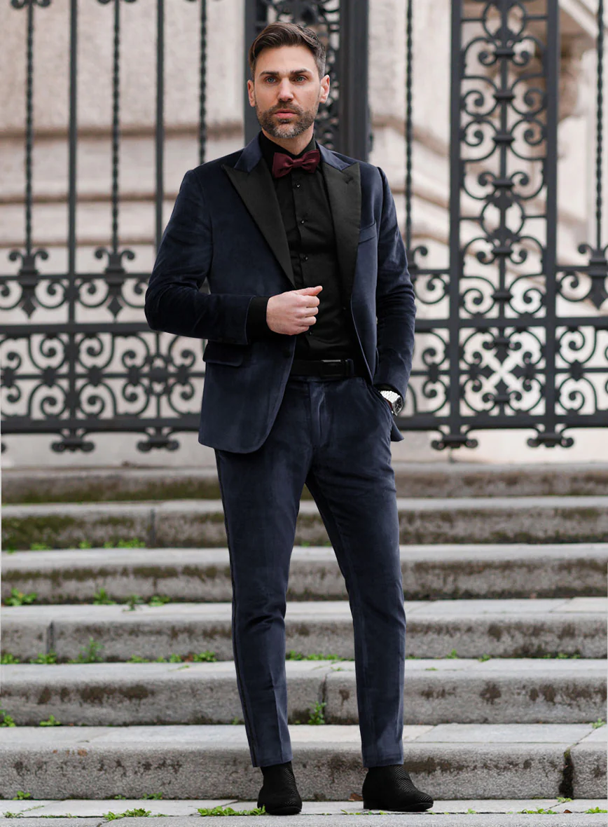 Blue Velvet Tuxedo Suit - Image 2