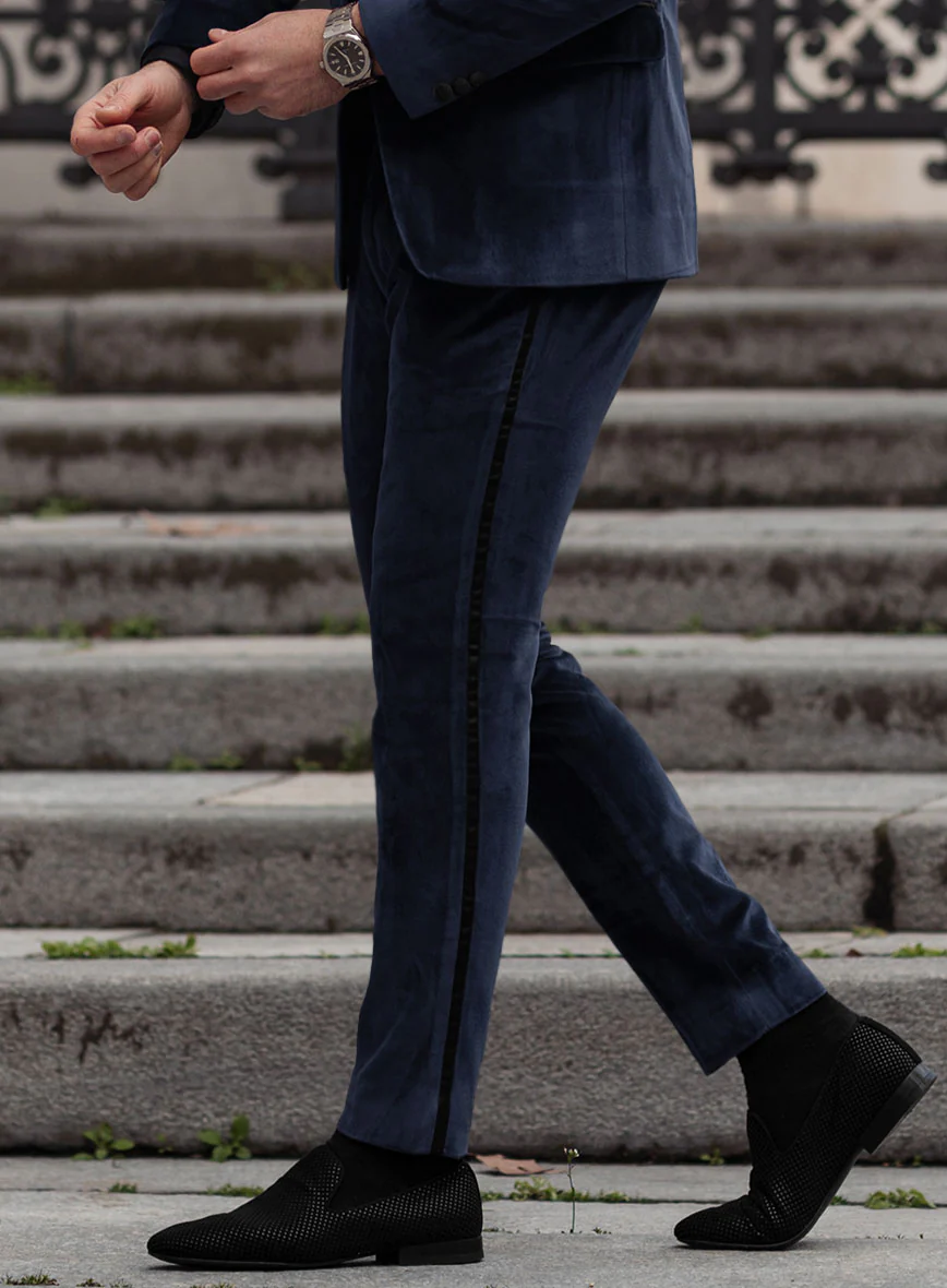 Blue Velvet Tuxedo Suit - Image 6