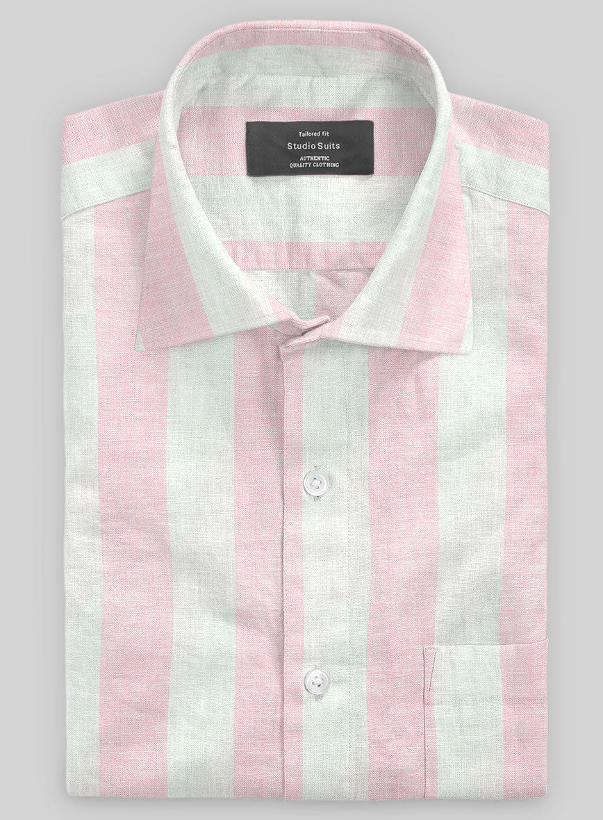 Blush Wide Stripe Linen Shirt - Image 2