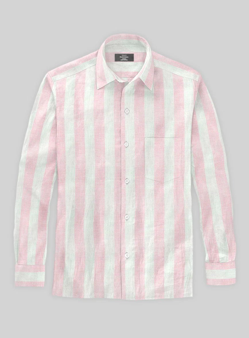 Blush Wide Stripe Linen Shirt - Image 2