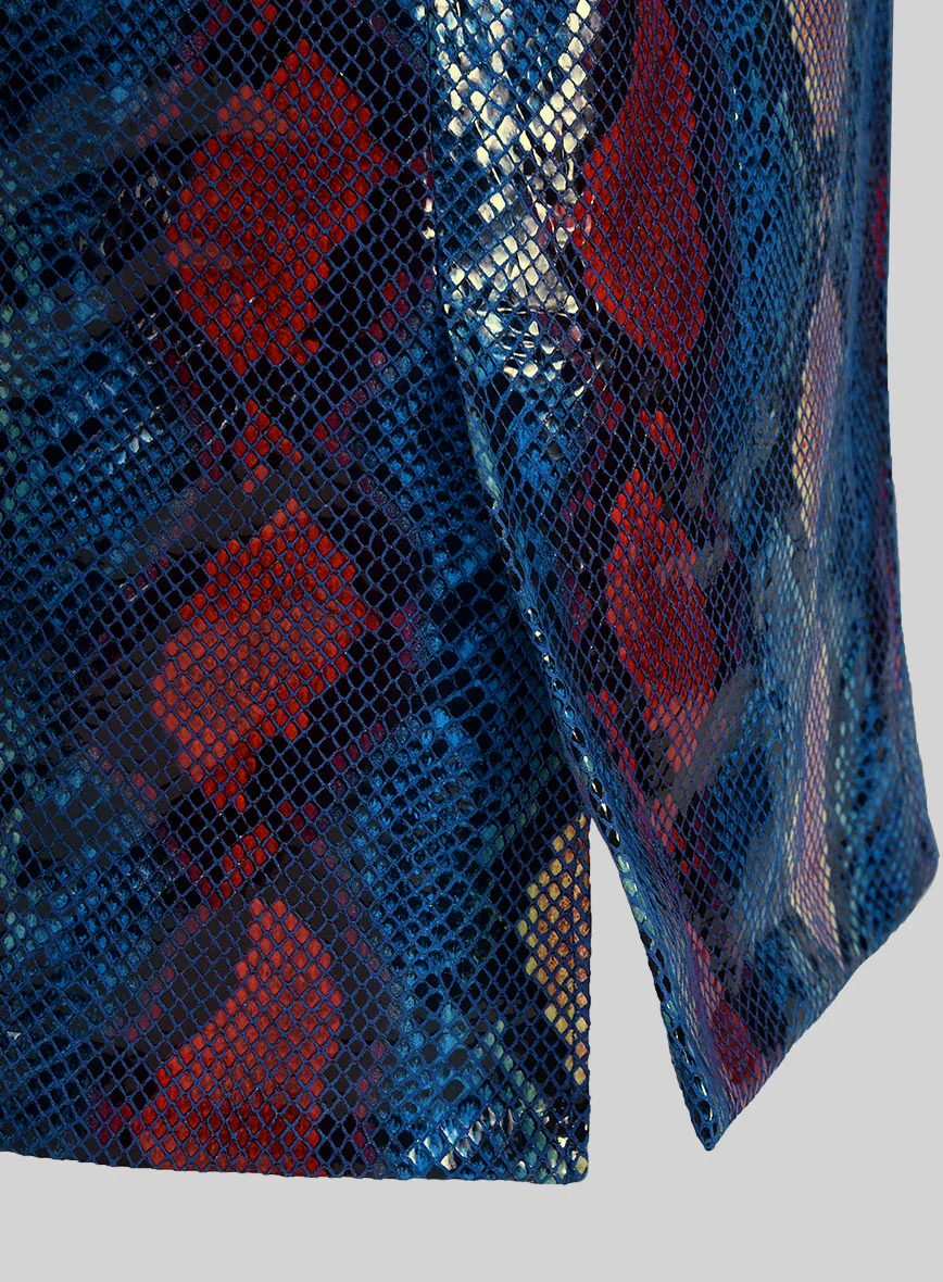 Bold Blue Python Catwalk Leather Blazer # 2 - Image 3