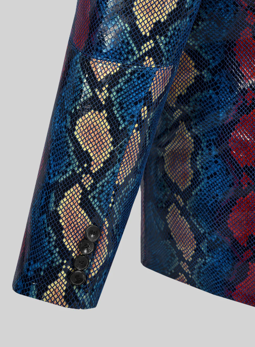 Bold Blue Python Catwalk Leather Blazer # 2 - Image 6