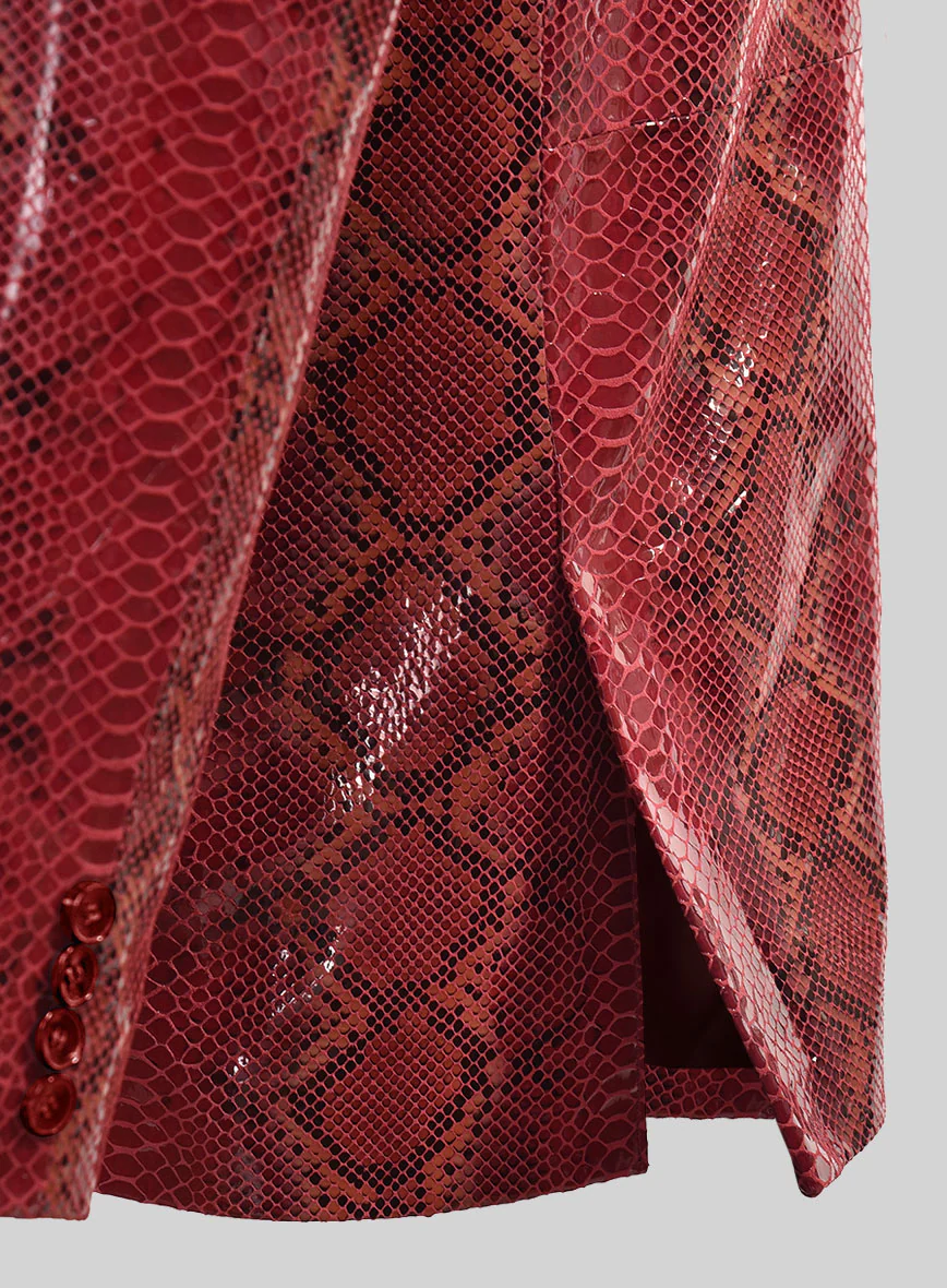 Bold Red Python Western Leather Blazer - Image 6