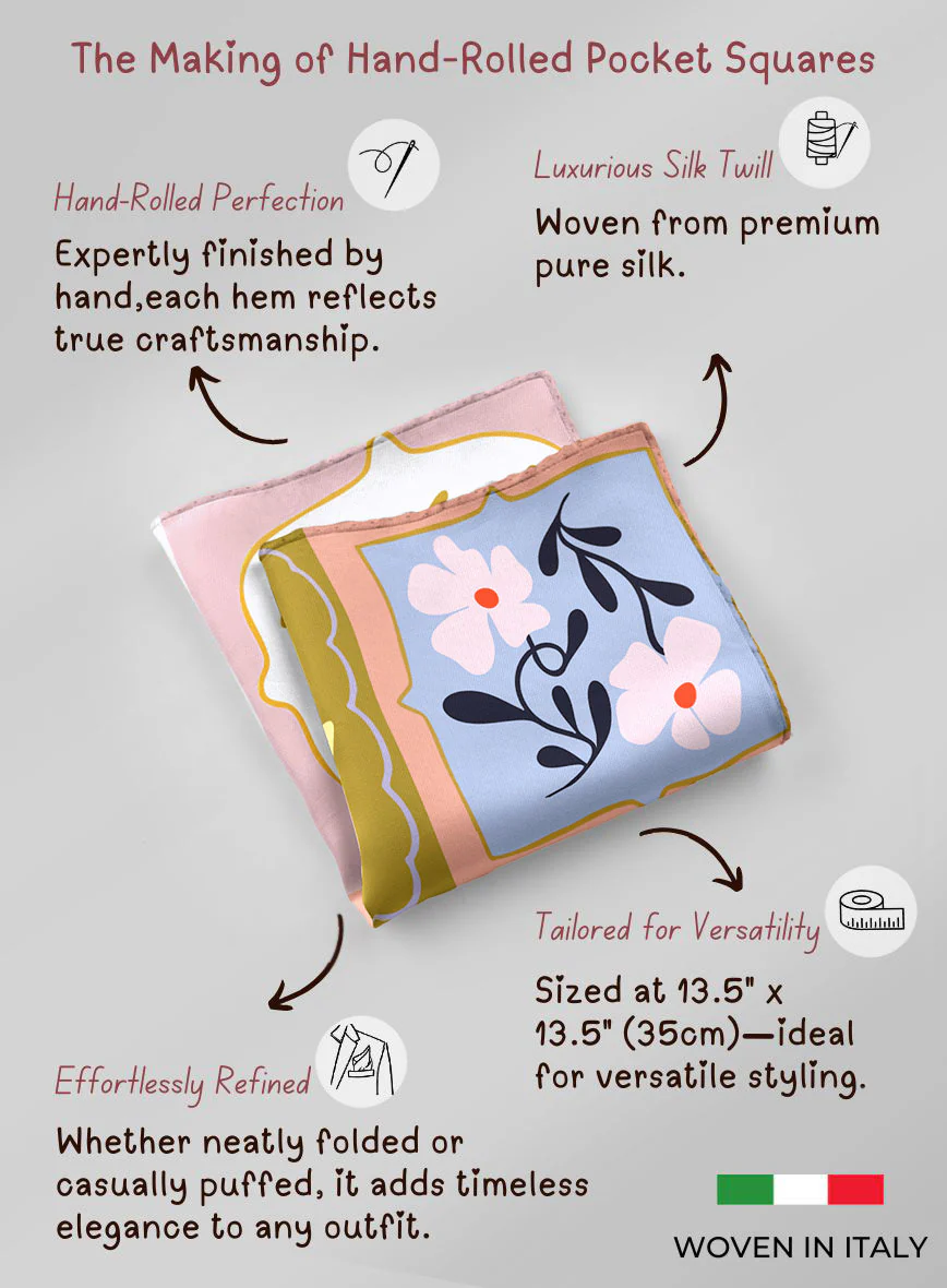 Botanical Tiles Silk Pocket Square - Image 5