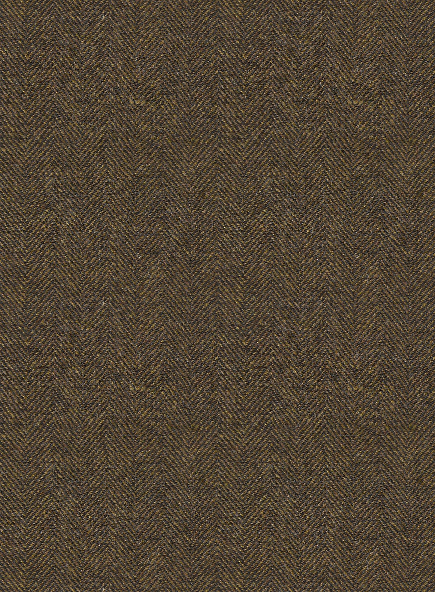 Bottle Brown Herringbone Tweed Pants - Image 3