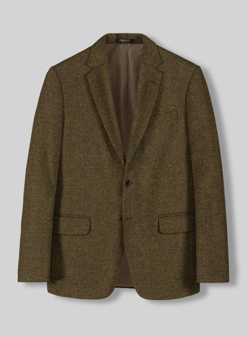 Bottle Brown Herringbone Tweed Suit - Image 3