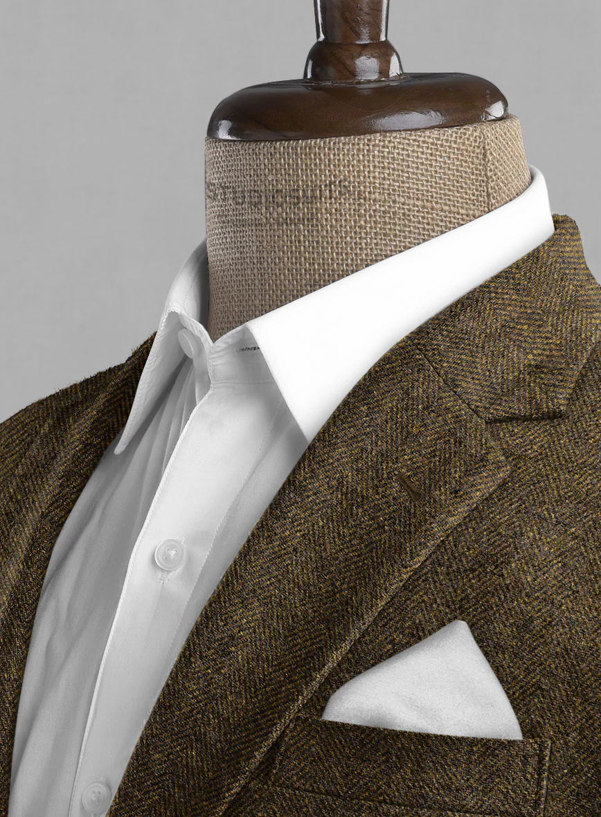 Bottle Brown Herringbone Tweed Suit - Image 5