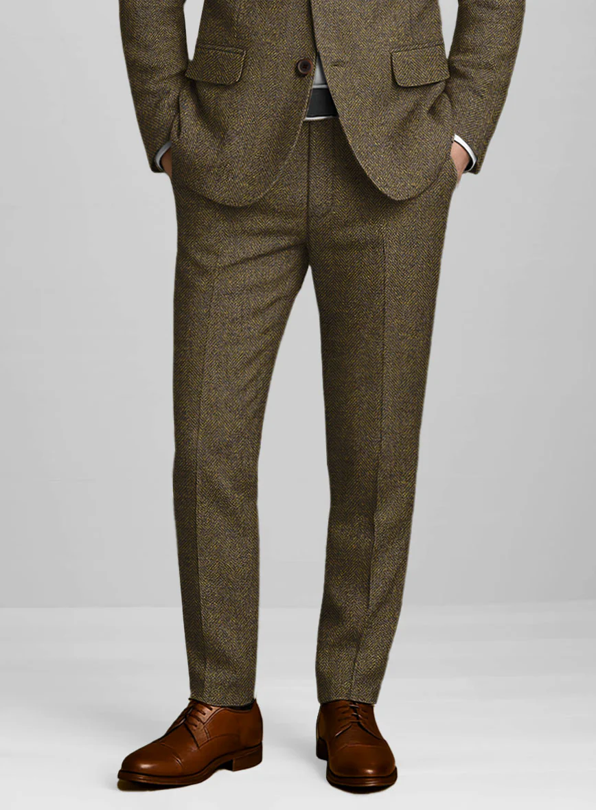 Bottle Brown Herringbone Tweed Suit - Image 7
