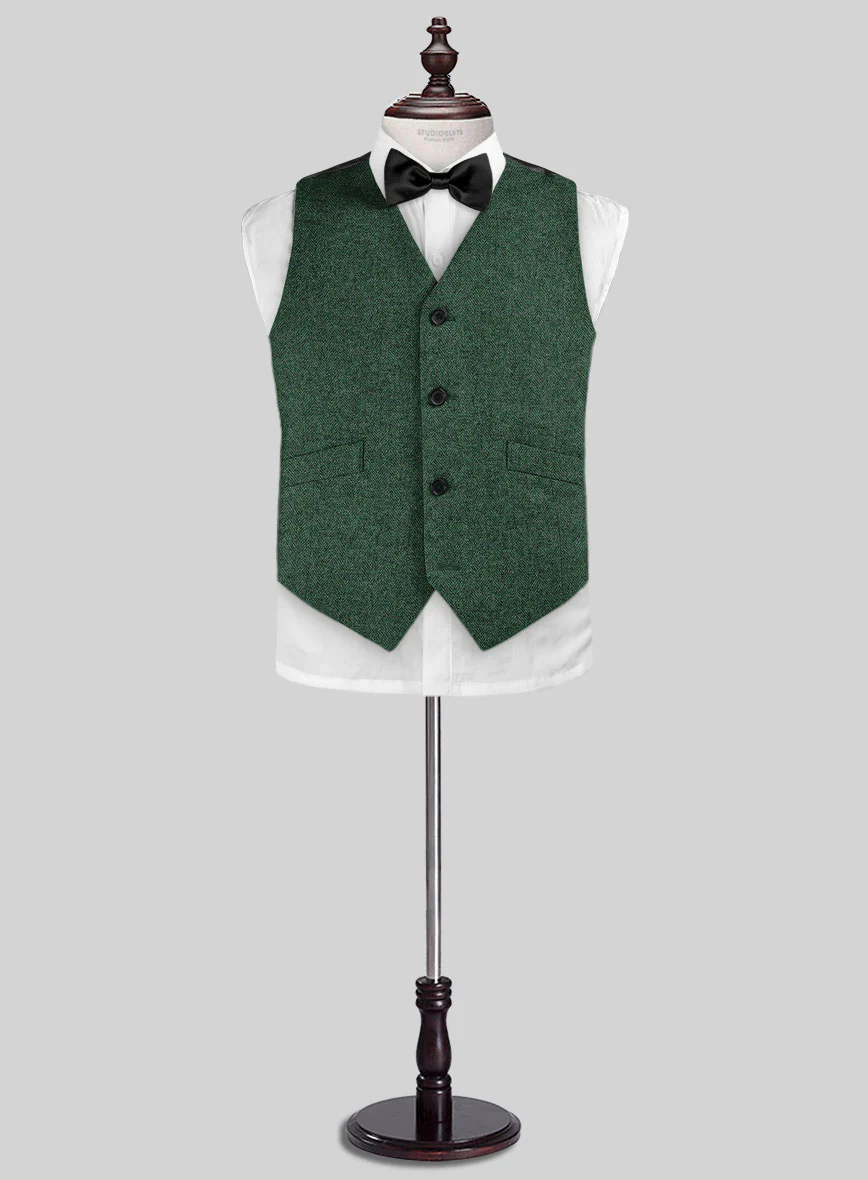 Bottle Green Herringbone Tweed Boys Suit - Image 5