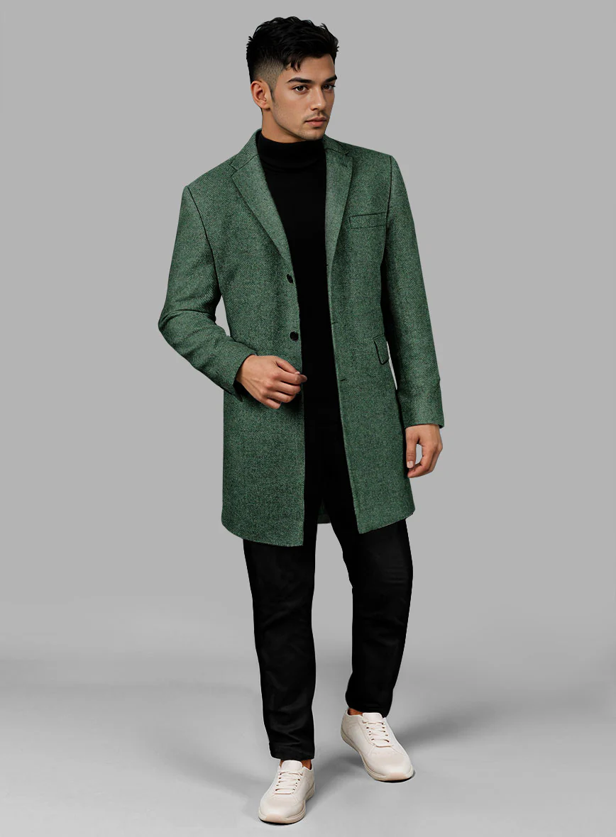 Bottle Green Herringbone Tweed Overcoat - Image 2