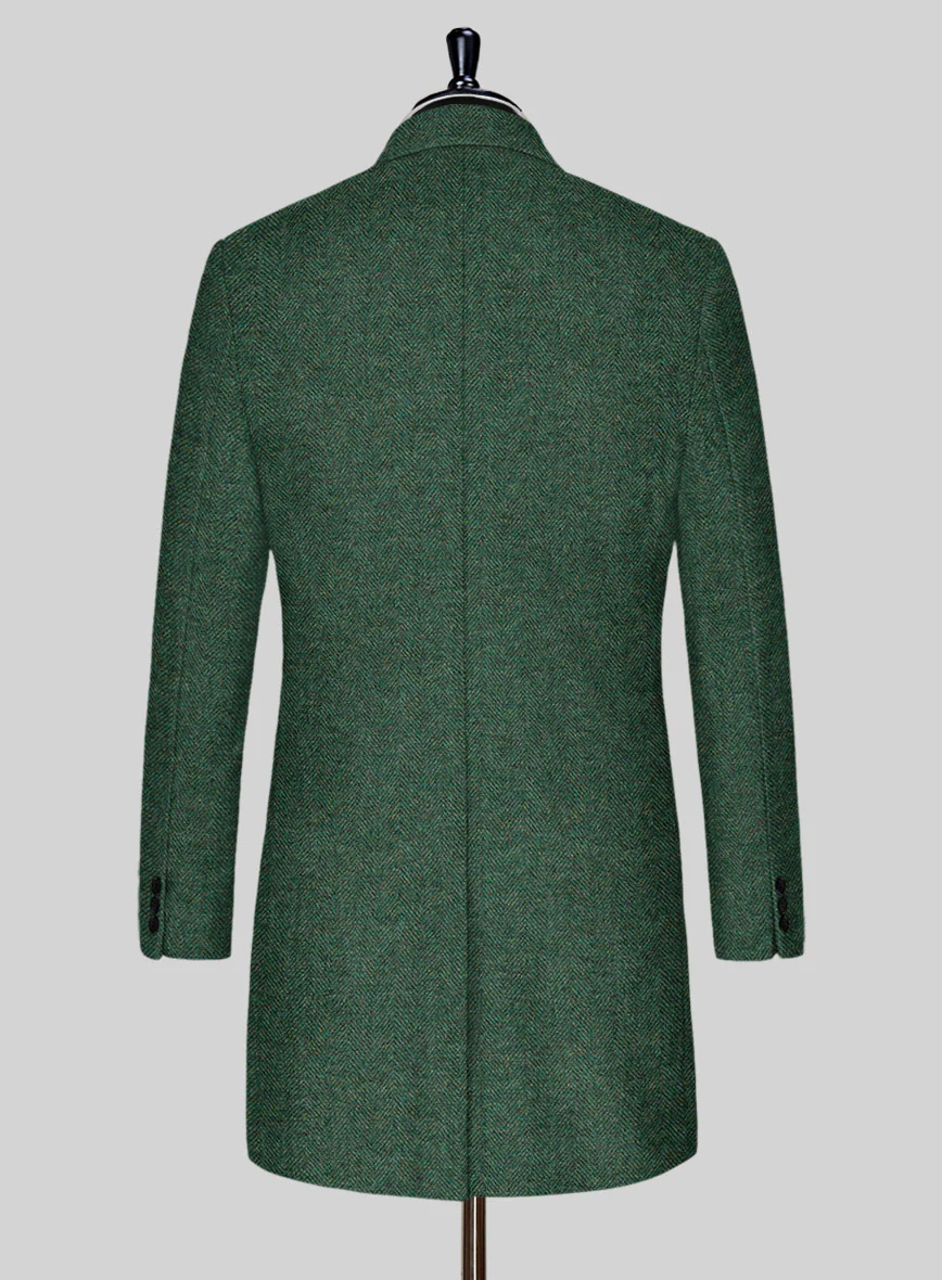 Bottle Green Herringbone Tweed Overcoat - Image 4