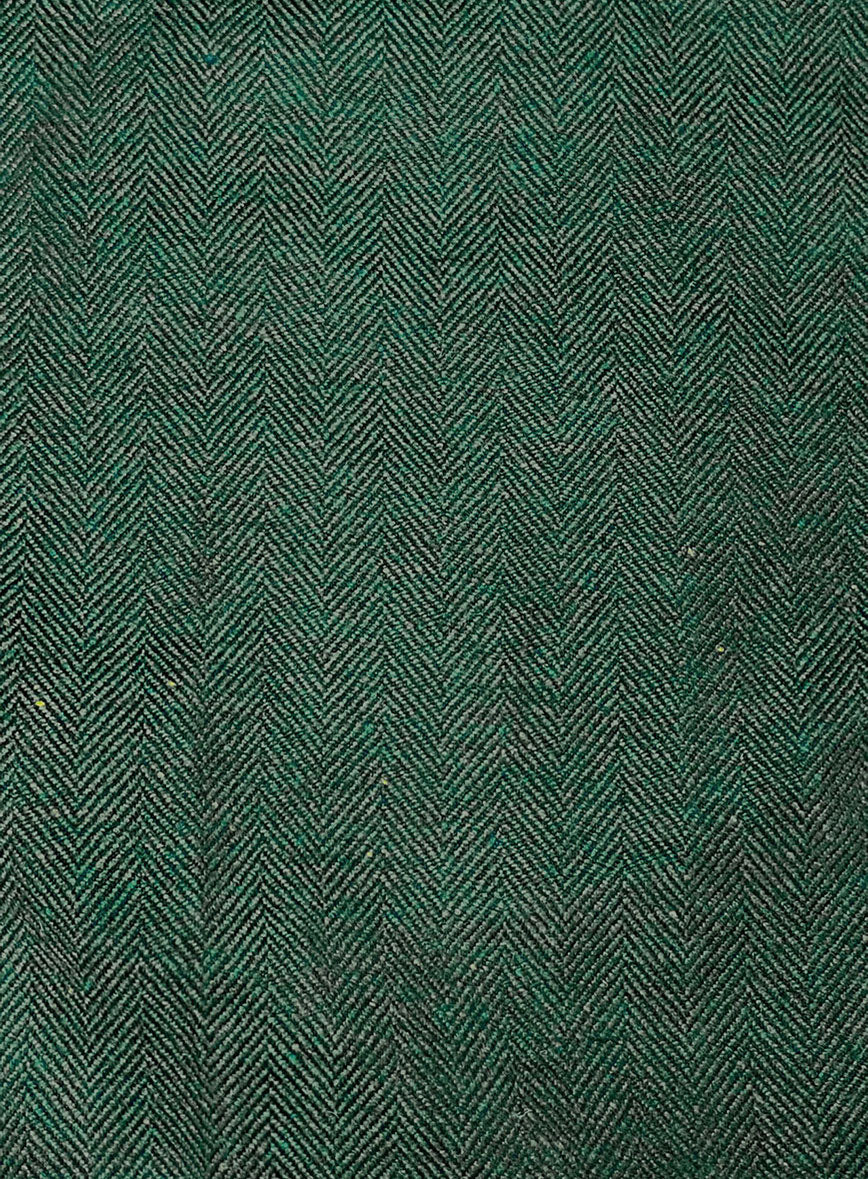 Bottle Green Herringbone Tweed Overshirt - Image 3