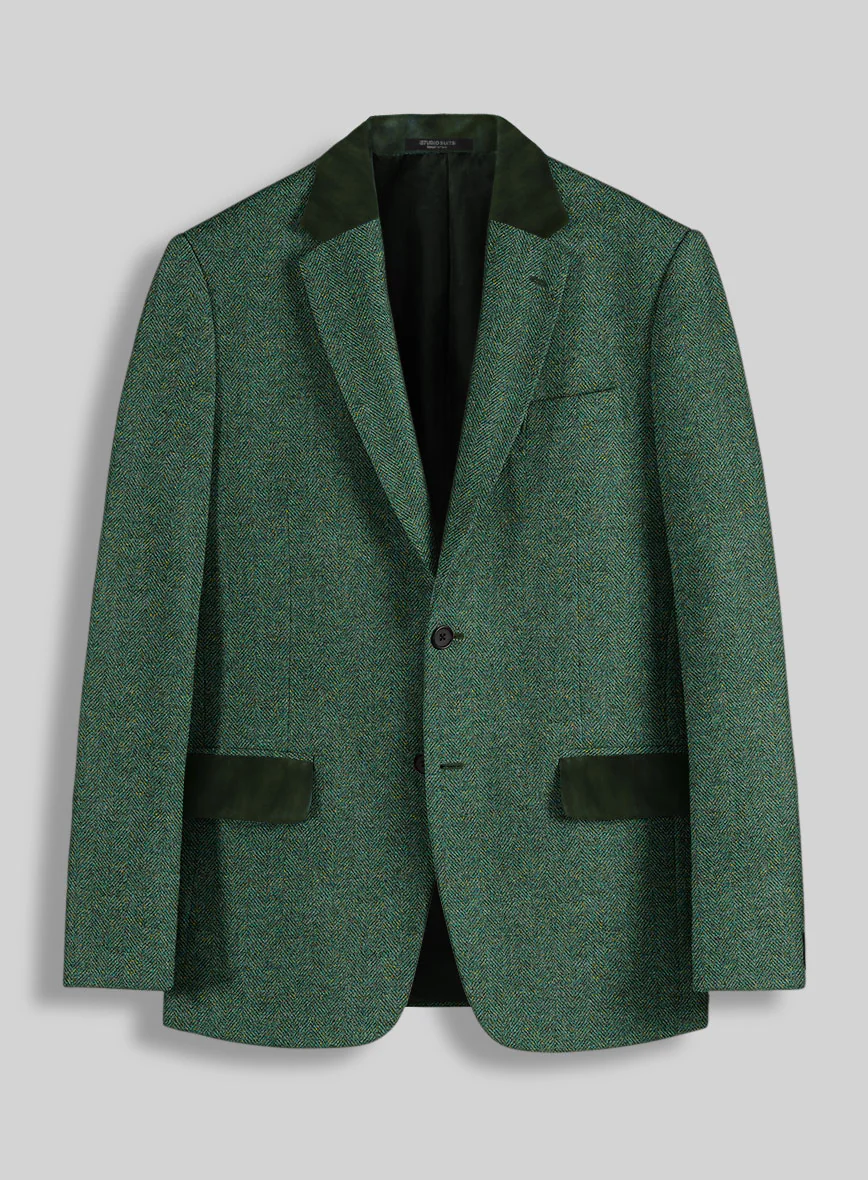 Bottle Green Tweed Suit – Leather Trim Edition - Image 4
