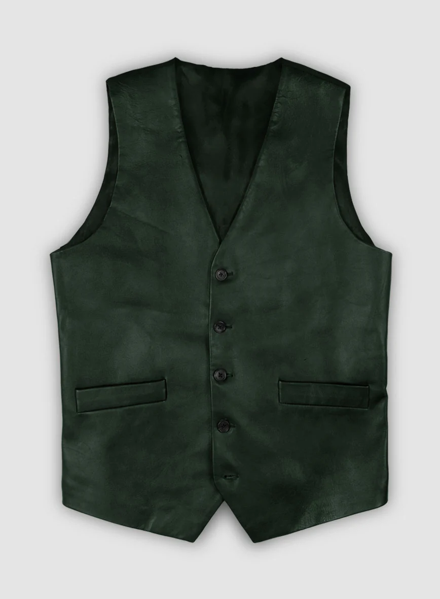 Bottle Green Tweed Suit – Leather Trim Edition - Image 5