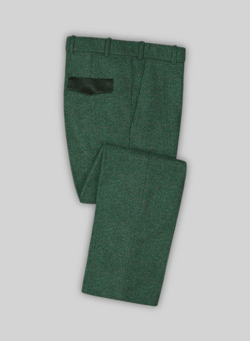 Bottle Green Tweed Suit – Leather Trim Edition - Image 6