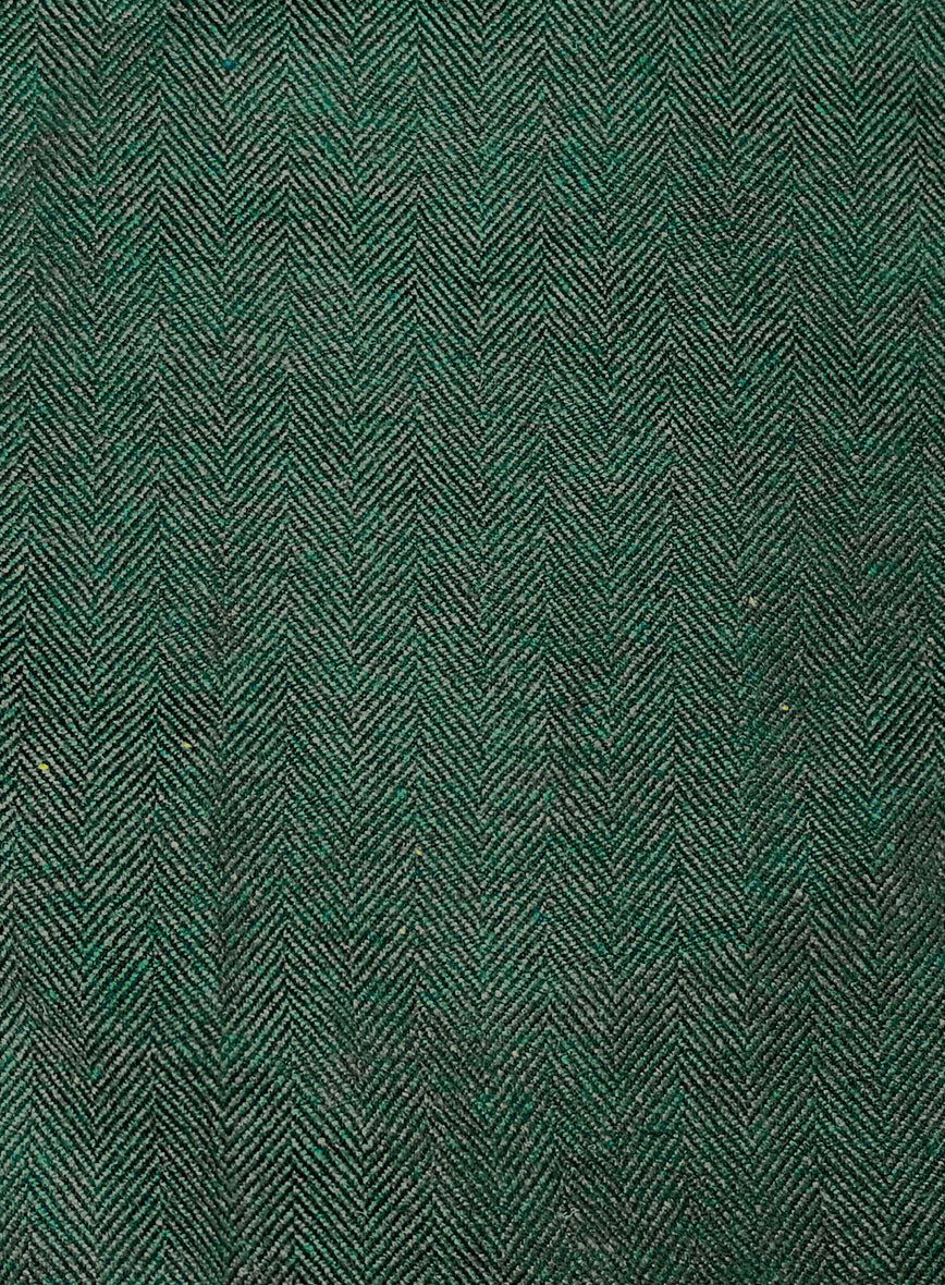 Bottle Green Herringbone Tweed Waist Coat - Image 4