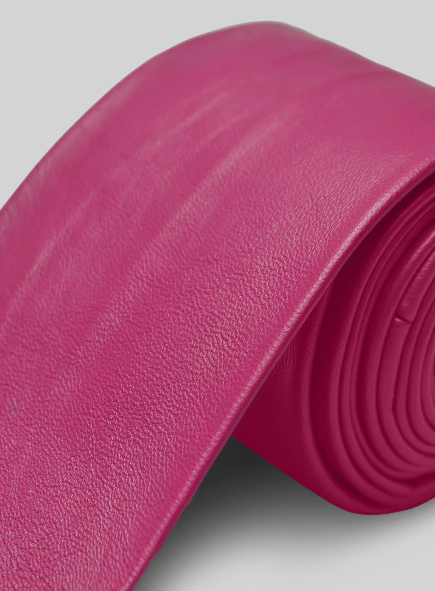 Bright Pink Leather Tie - Image 3
