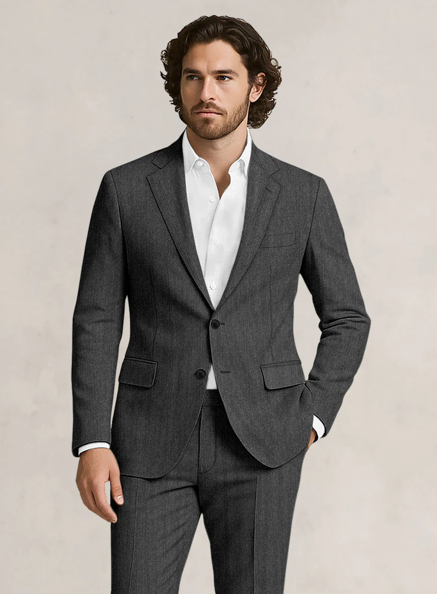Bristol Ash Gray Herringbone Suit - Image 3