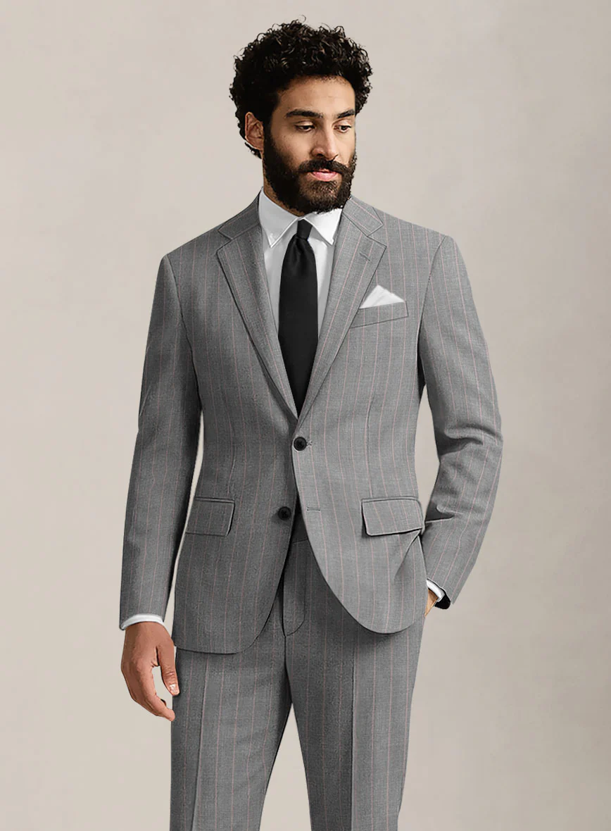 Bristol Ash Gray Rope Stripe Suit - Image 3
