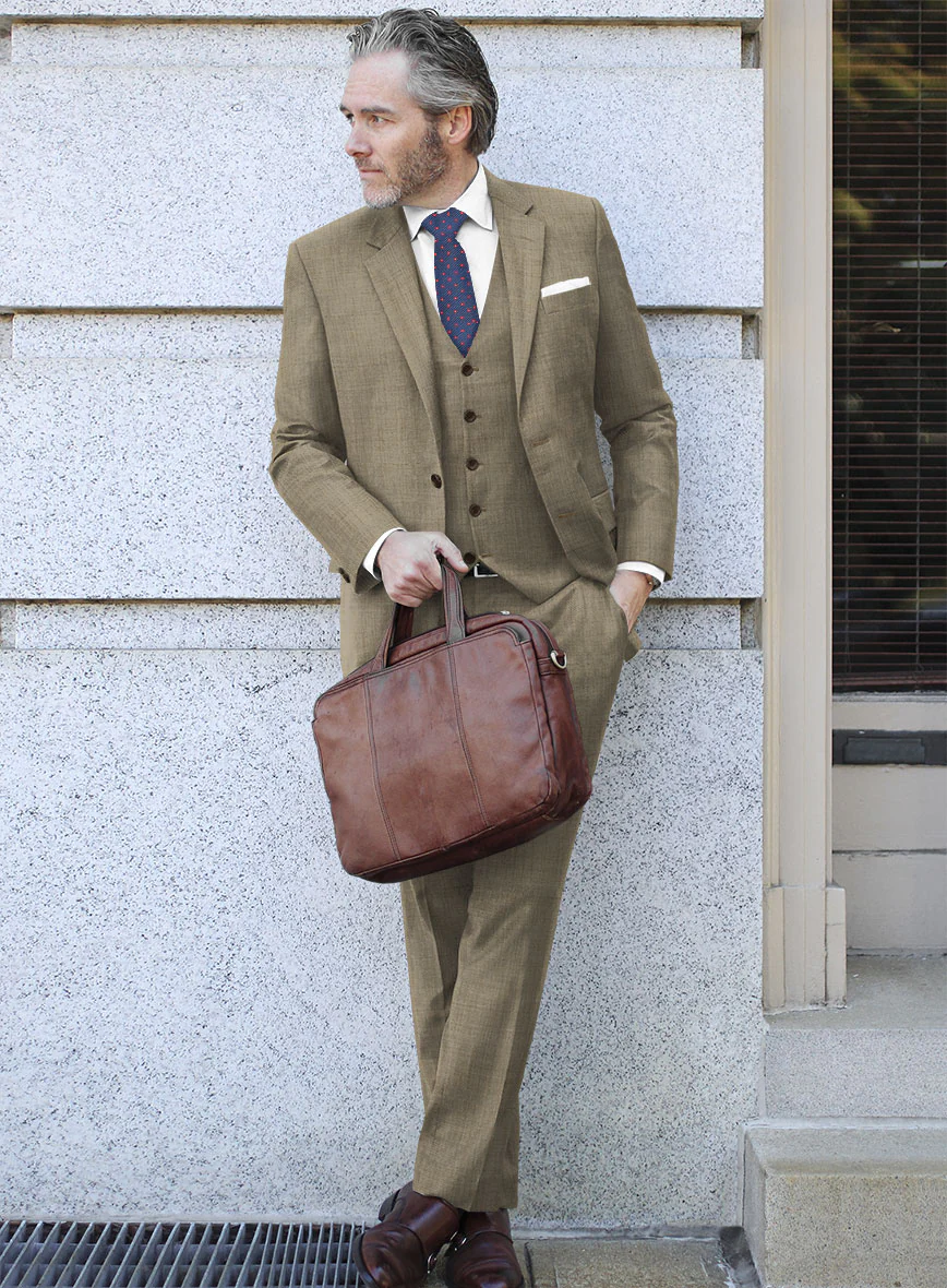 Bristol Beige Sharkskin Suit - Image 2